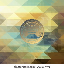Hipster background made of triangles. Retro label design. Square composition with geometric shapes, color flow effect. Hipster theme label with mustaches