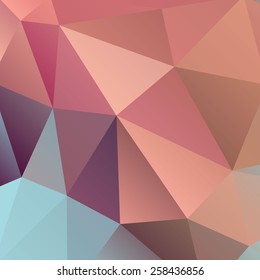 Hipster background made of triangles. Retro label design. Square composition with geometric shapes, color flow effect. 