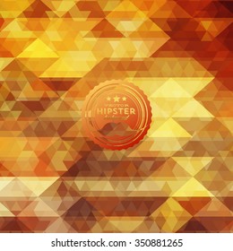 Hipster background made of triangles. Retro label design. Square composition with geometric shapes, color flow effect. Hipster theme label with mustaches