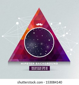 Hipster background made of triangles and space background