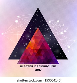 Hipster background made of triangles and space background