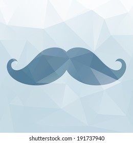Hipster background made of triangles. Square composition with geometric shapes, color flow effect. Mustache