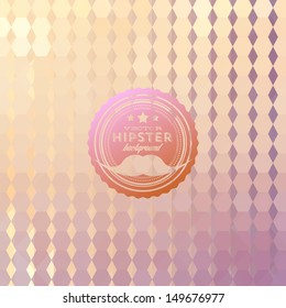 Hipster background. Retro label design. Square composition with geometric shapes, color flow effect. Hipster theme label. Mustaches