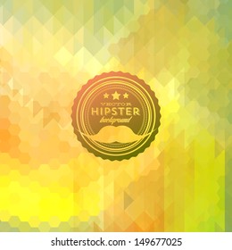 Hipster background. Retro label design. Square composition with geometric shapes, color flow effect. Hipster theme label. Mustaches