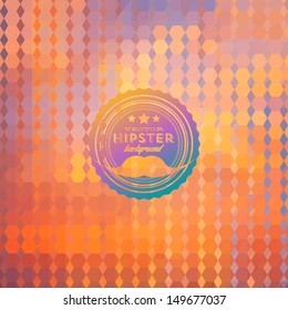 Hipster background. Retro label design. Square composition with geometric shapes, color flow effect. Hipster theme label. Mustaches