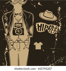 Hipster Background In Retro Style
