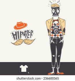 Hipster Background In Retro Style, Eps 10 Vector Illustration