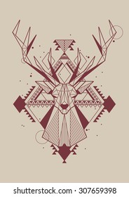 hipster background with vector deer