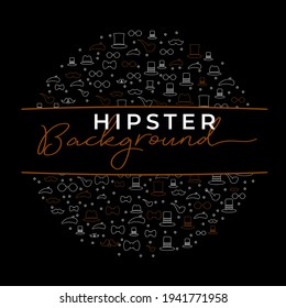 Hipster Background, Vector on Black background with Hipster icons, Vector Illustration