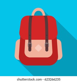 Hipster backpack icon in flat style isolated on white background. Hipster style symbol stock vector illustration.