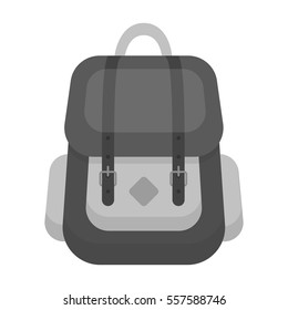 Hipster backpack icon in monochrome style isolated on white background. Hipster style symbol stock vector illustration.