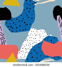 Hipster banners with backgrounds in Memphis style, 80`s, with colorful abstract shapes.
