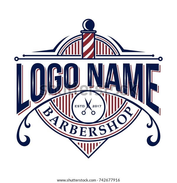 Hipster Barber Logo Design Icon Pole Stock Vector (Royalty Free) 742677916