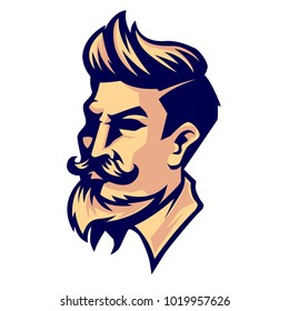 Hipster barber logo template