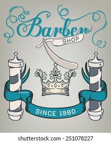 Hipster Barber Shop Business Card design template. Vector illustration.