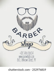 Hipster Barber Shop Business Card design template. Vector illustration.