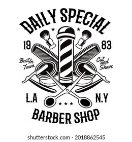 hipster barber shop logo vector design isolated on white background