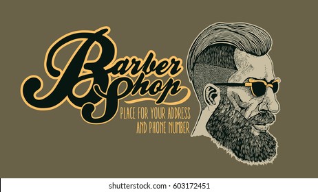 Vintage Hand Drawn Logo Of Barber Shop Hd Stock Images Shutterstock