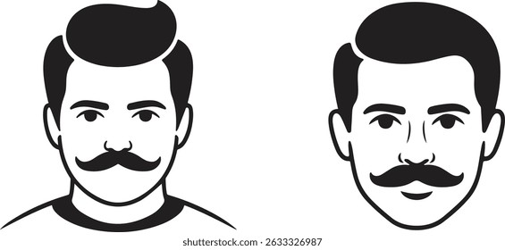 Hipster Barbershop Logo Vector with Side-Facing Head Illustration for Hair Salon Branding