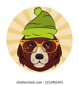 Hipster bear cool sketch