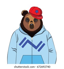 hipster bear illustration
