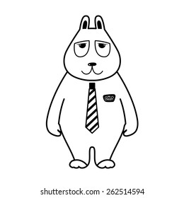 Hipster Bear in Tie and Glasses, Illustration