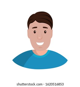 Hipster with a beard and glasses isolated on a white background portrait. Flat cartoon design, vector illustration