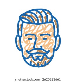 hipster beard hair style doodle icon sketch vector. hipster beard hair style sign. isolated symbol illustration