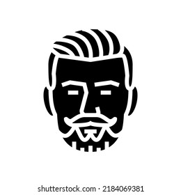 hipster beard hair style glyph icon vector. hipster beard hair style sign. isolated symbol illustration