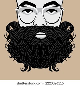 Hipster beard - hand drawn vector illustration. Flat color design.