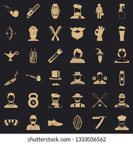 Hipster beard icons set. Simple style of 36 hipster beard vector icons for web for any design