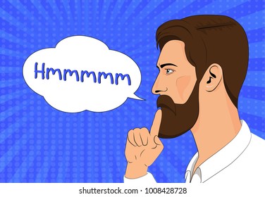 Hipster beard male businessman pop art retro vector illustration. 