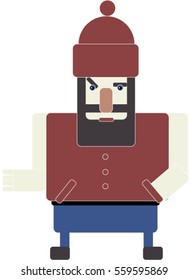 Hipster with beard and mustache in red hat 