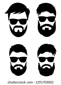 Hipster beard silhouette with sunglasses