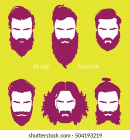 Hipster beard types - fashion vector illustration set