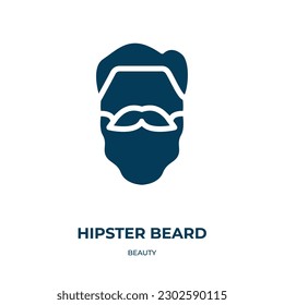 hipster beard vector icon. hipster beard, hipster, beard filled icons from flat beauty concept. Isolated black glyph icon, vector illustration symbol element for web design and mobile apps