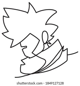 hipster bearded man profile, continuous line style vector illustration
