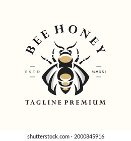 Hipster Bee Retro Vintage Label Logo Template