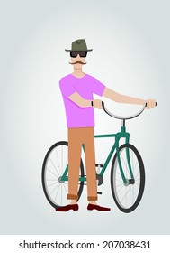 Hipster with bicycle 