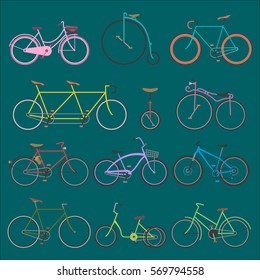 Hipster bicycle flat vector illustration.