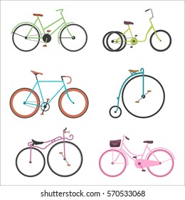 Hipster bicycle flat vector illustration.
