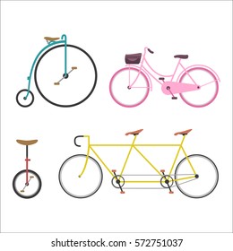Hipster bicycle flat vector illustration.