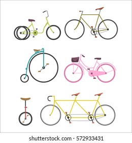 Hipster bicycle flat vector illustration.