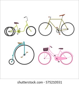 Hipster bicycle flat vector illustration.