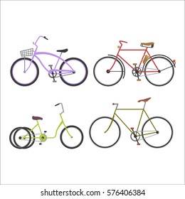 Hipster bicycle flat vector illustration.