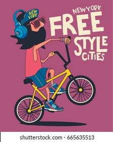 hipster, bicycle vector design