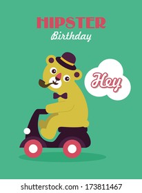 hipster birthday card design. vector illustration