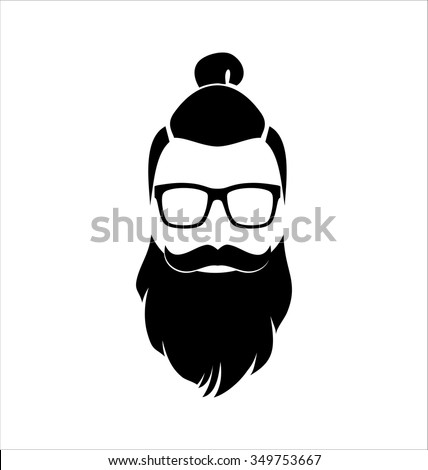 Hipster Black White Monocle Man Bun Stock Vector (Royalty 