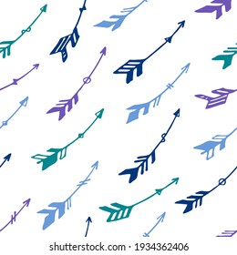 Las flechas de boho hipster son un patrón sin fisuras. Diseño escandinavo étnico. Motivo indígena indio. Las flechas bohemias están aisladas. Patrón de papel pintado en las habitaciones para niños. Objetos de armas.