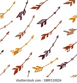 Hipster boho arrows vector seamless ornament. Ethnic scandinavian design. Indigenous american motive. Doodle arrows isolated. Kids clothes fabric print patter. Archery symbols.